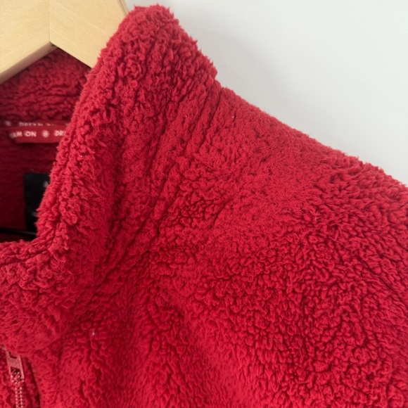 Athleta Girl Red Fleece Sherpa Zip Coat Jacket XXL 16 - Picture 4 of 7